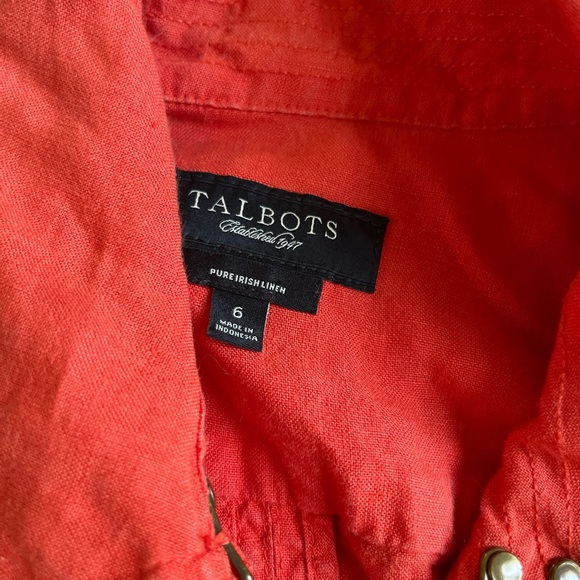 Talbots 100% linen women’s belted orange jacket size 6 - Picture 2 of 7